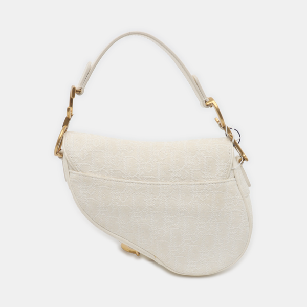 Authenticated pre-owned  Saddle Mini Canvas White - Top Handle Bag at Looply