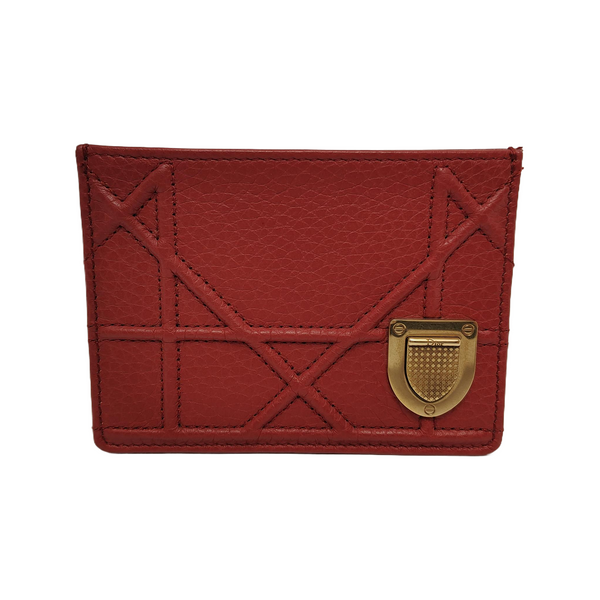 Authenticated pre-owned  Diorama Leather Red Card Holder - Card Holder at Looply