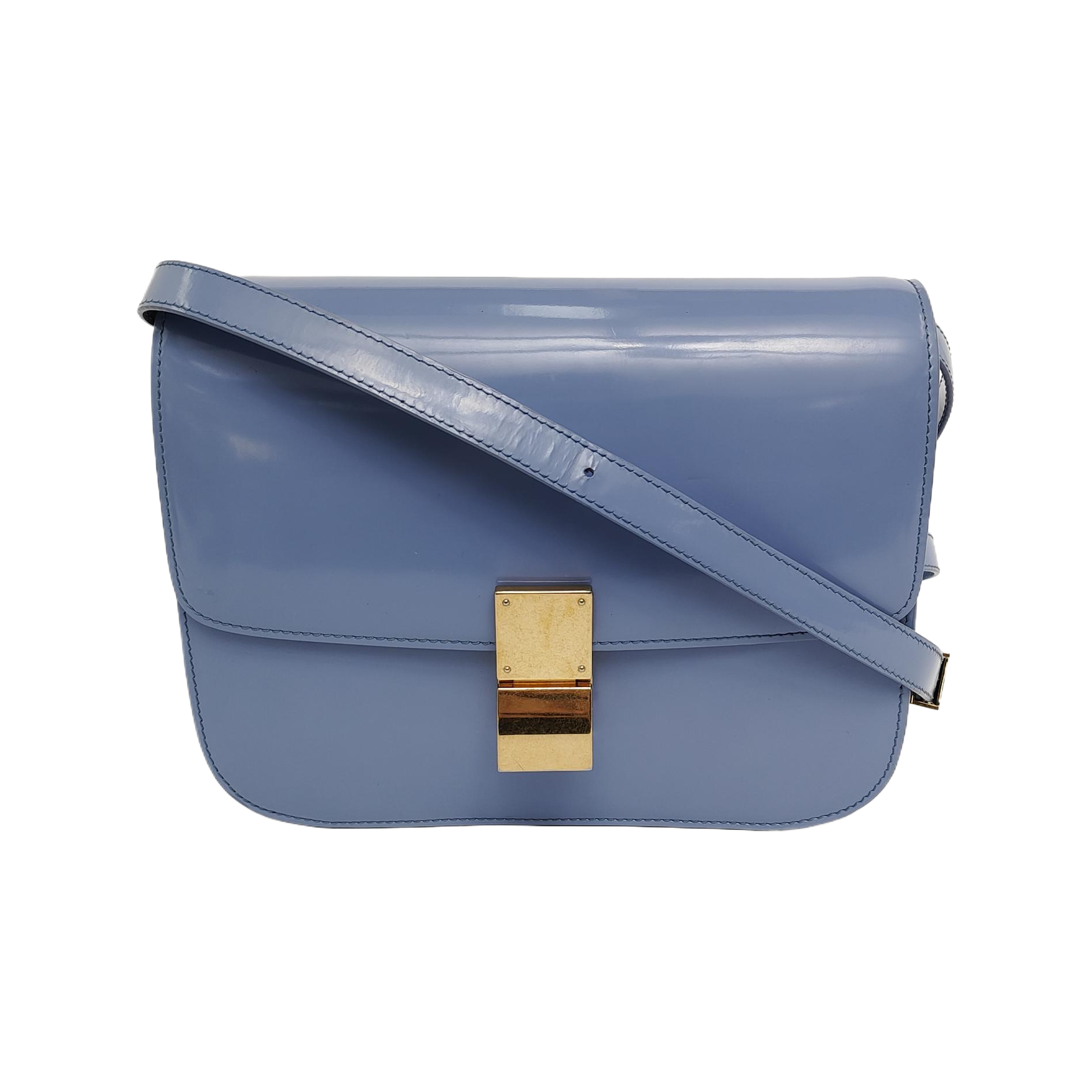 Authenticated pre-owned  CLASSIC BOX Medium Calfskin Blue - Shoulder Bag at Looply