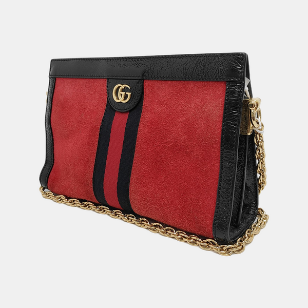 Authenticated pre-owned  Ophidia Small Monogram Suede Red - Shoulder Bag at Looply