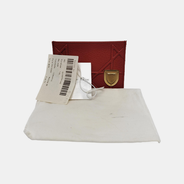 Authenticated pre-owned  Diorama Leather Red Card Holder - Card Holder at Looply