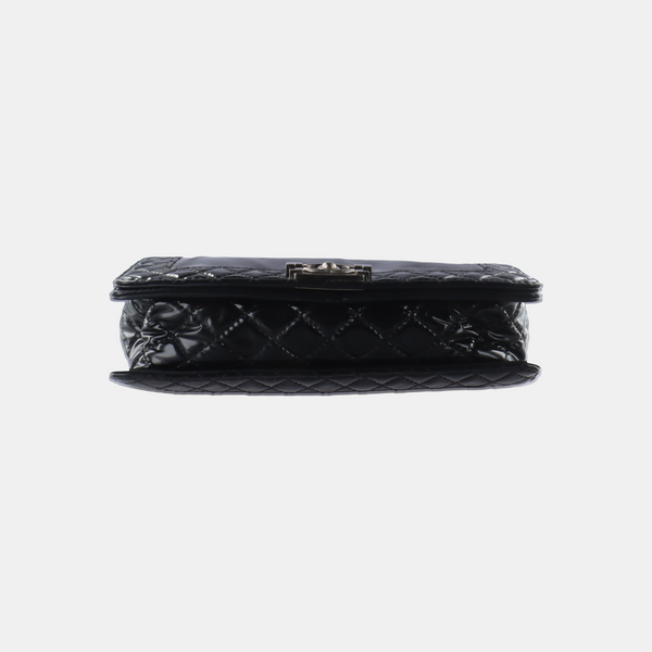 Authenticated pre-owned  Boy Chanel Large Quilted Patent Leather Black - Handbags at Looply