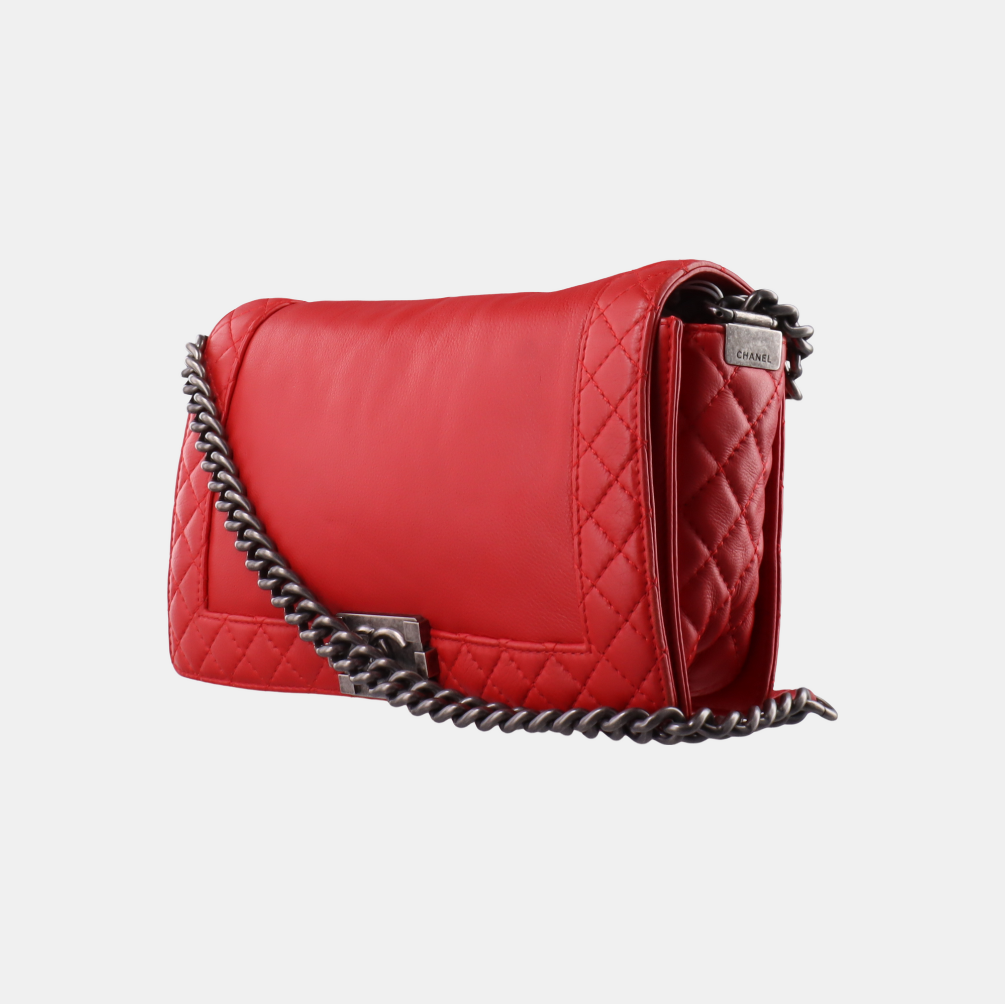 Authenticated pre-owned  Boy Chanel Large Quilted Calfskin Red - Crossbody Bag at Looply