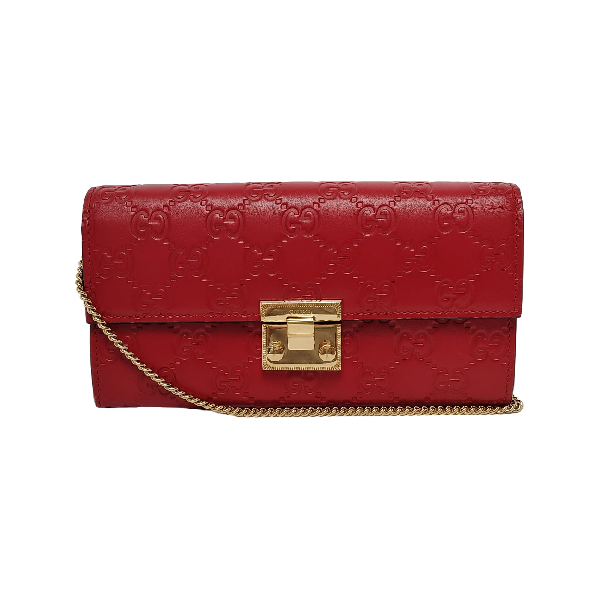 Authenticated pre-owned  Padlock Monogram Calfskin Red - Top Handle Bag at Looply