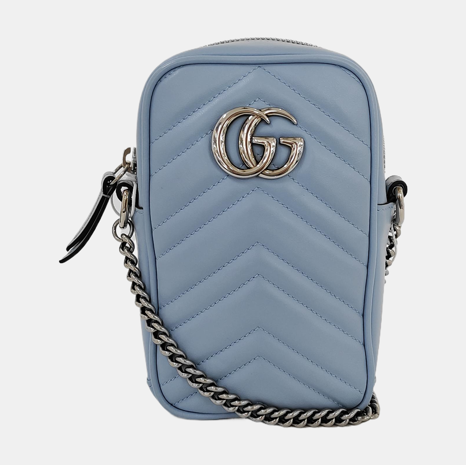 Authenticated pre-owned  GG Marmont Mini Calfskin Blue - Shoulder Bag at Looply