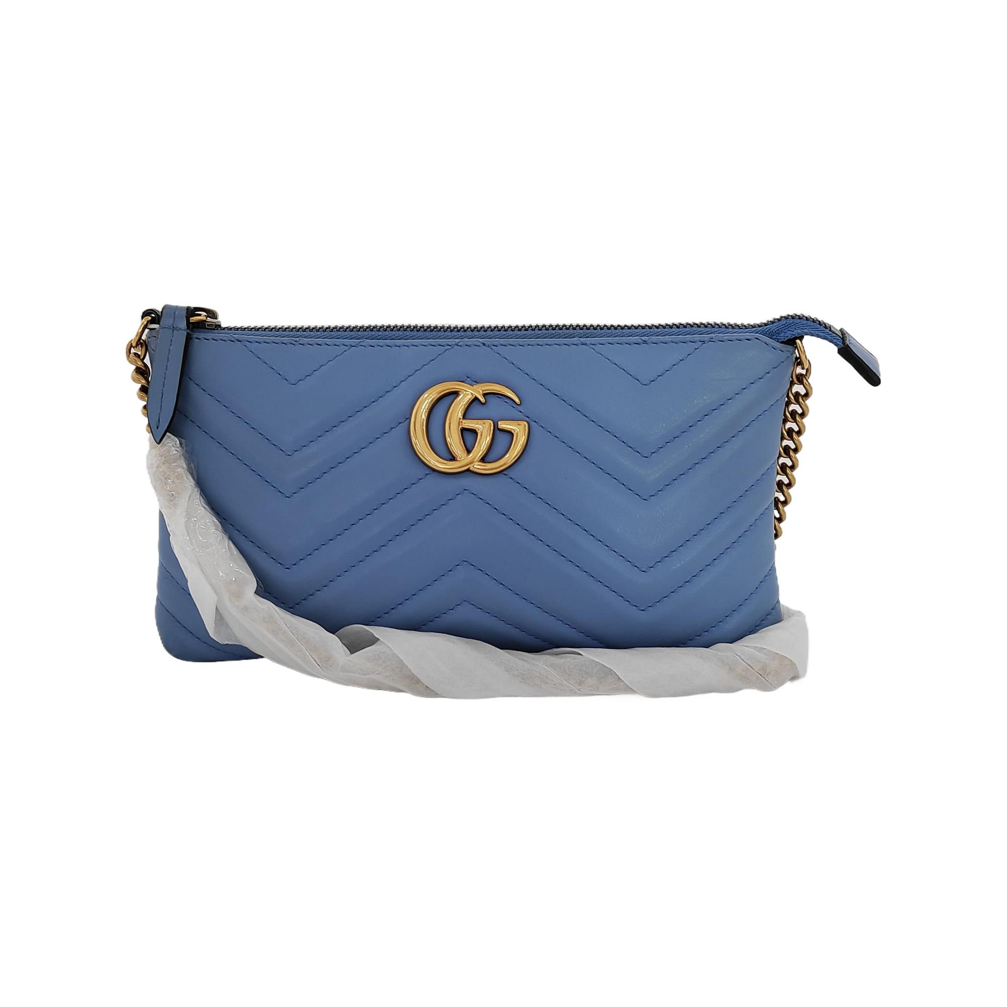 Authenticated pre-owned  GG Marmont Mini Calfskin Blue - Shoulder Bag at Looply