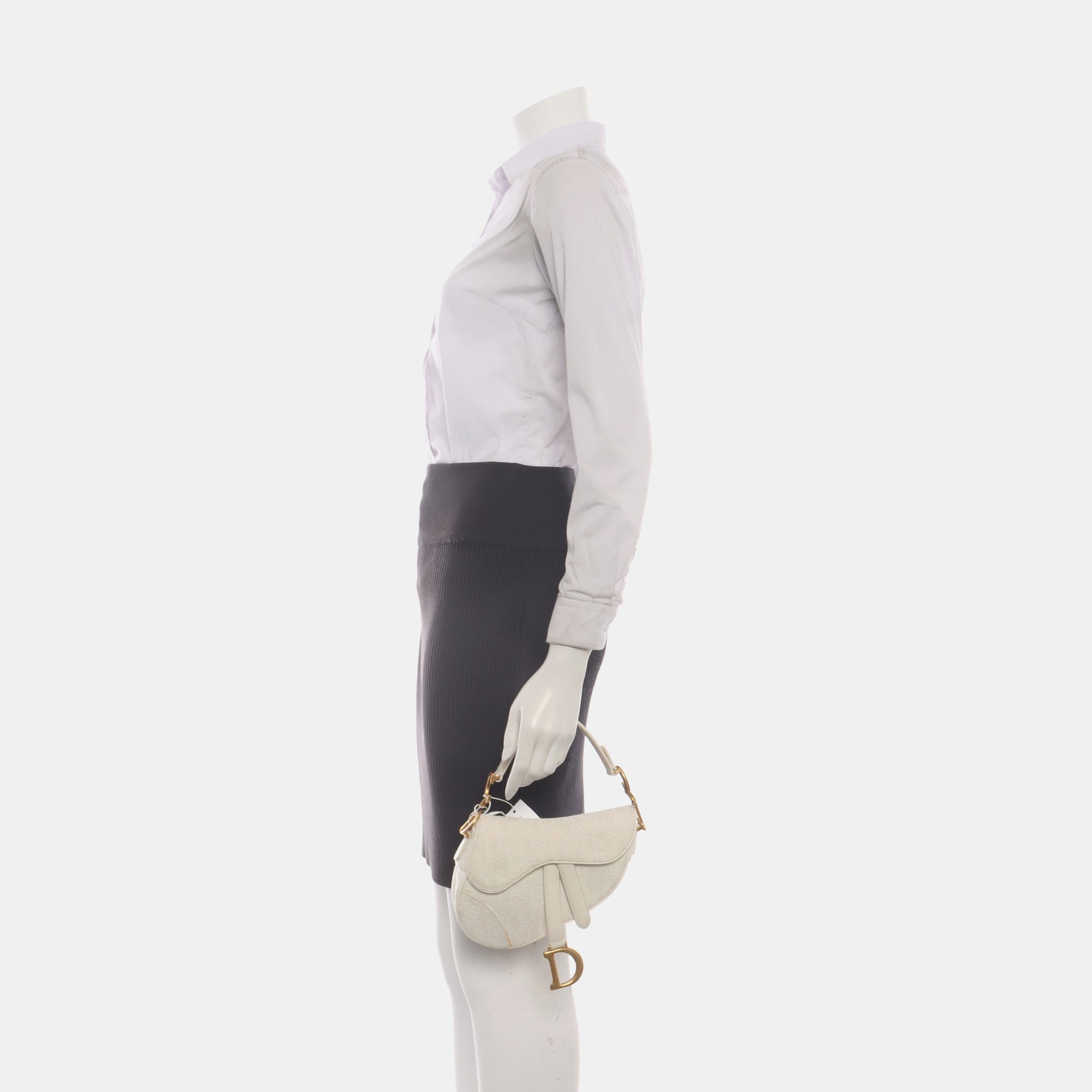 Authenticated pre-owned  Saddle Mini Canvas White - Top Handle Bag at Looply