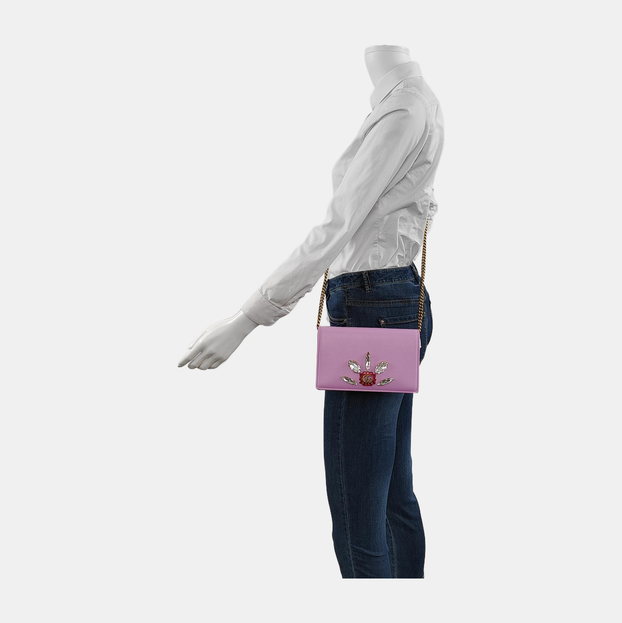 Authenticated pre-owned  GG Marmont Mini Calfskin Pink - Crossbody Bag at Looply