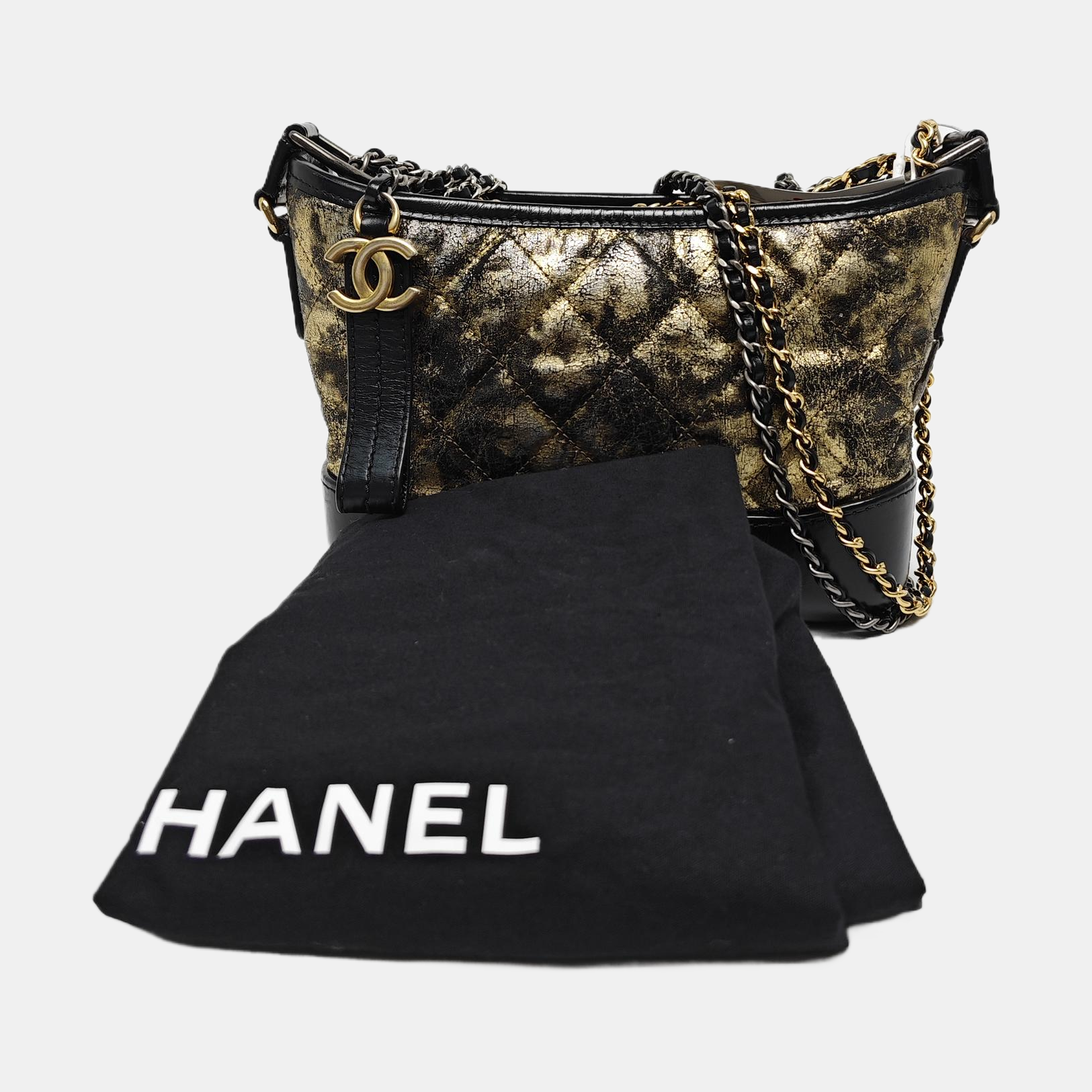 Authenticated pre-owned  GABRIELLE Small Quilted Lambskin Gold - Shoulder Bag at Looply
