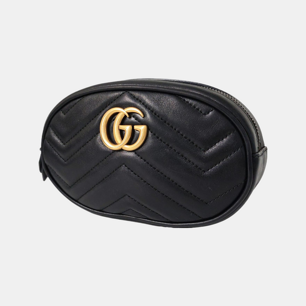 Authenticated pre-owned  GG Marmont Calfskin Black - Belt Bag at Looply