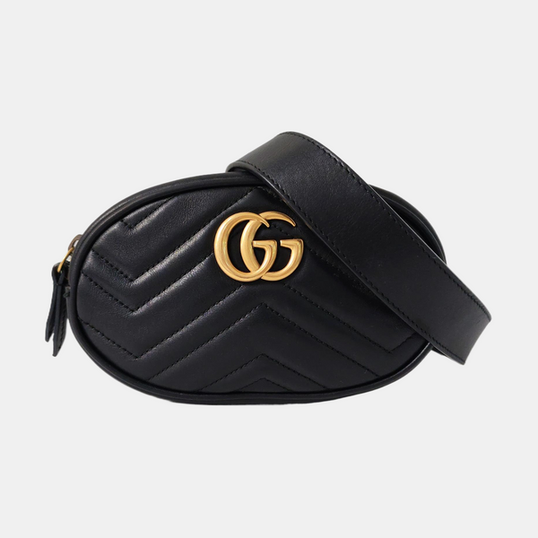 Authenticated pre-owned  GG Marmont Calfskin Black - Belt Bag at Looply