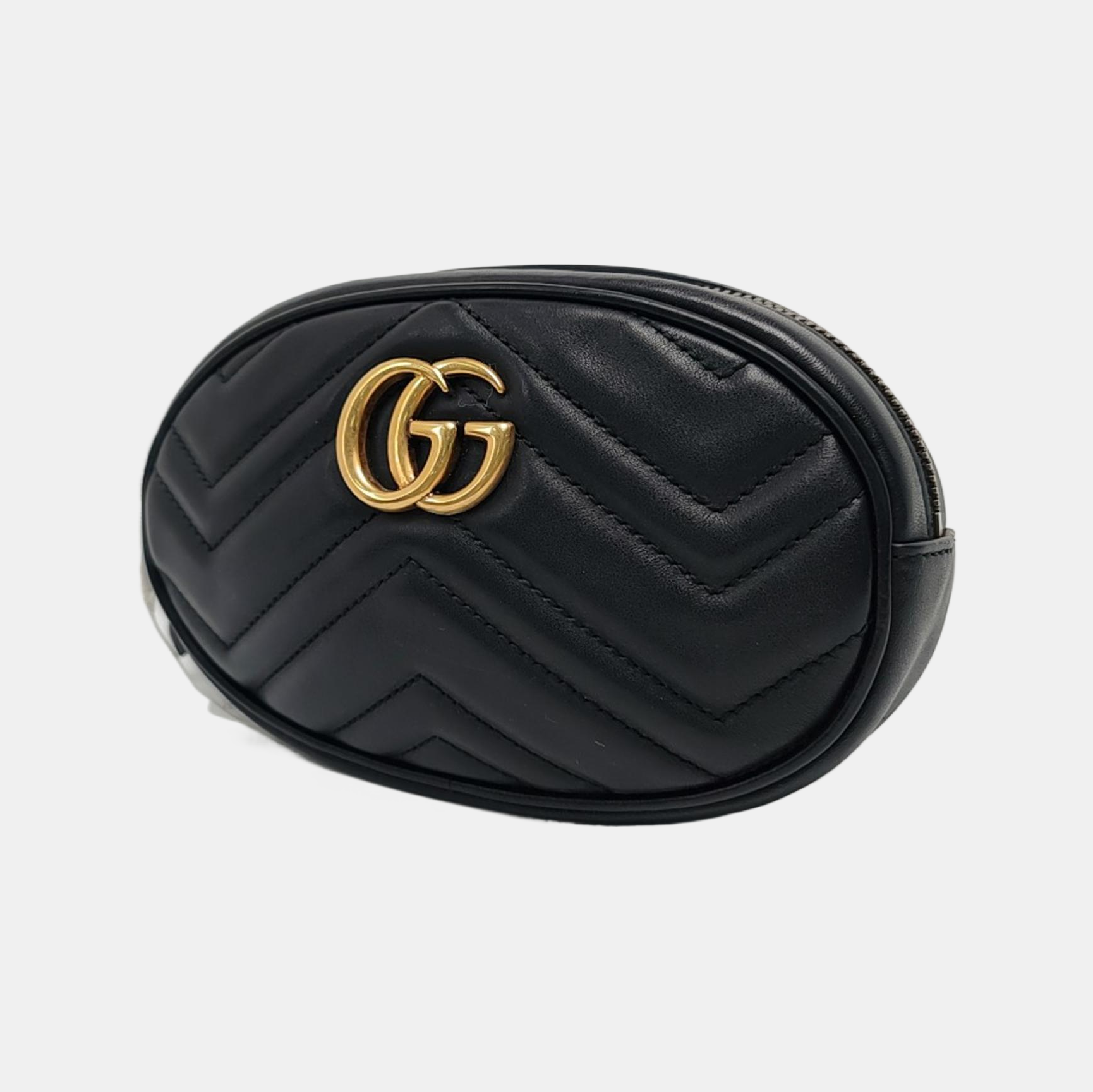 Authenticated pre-owned  GG Marmont Calfskin Black - Belt Bag at Looply