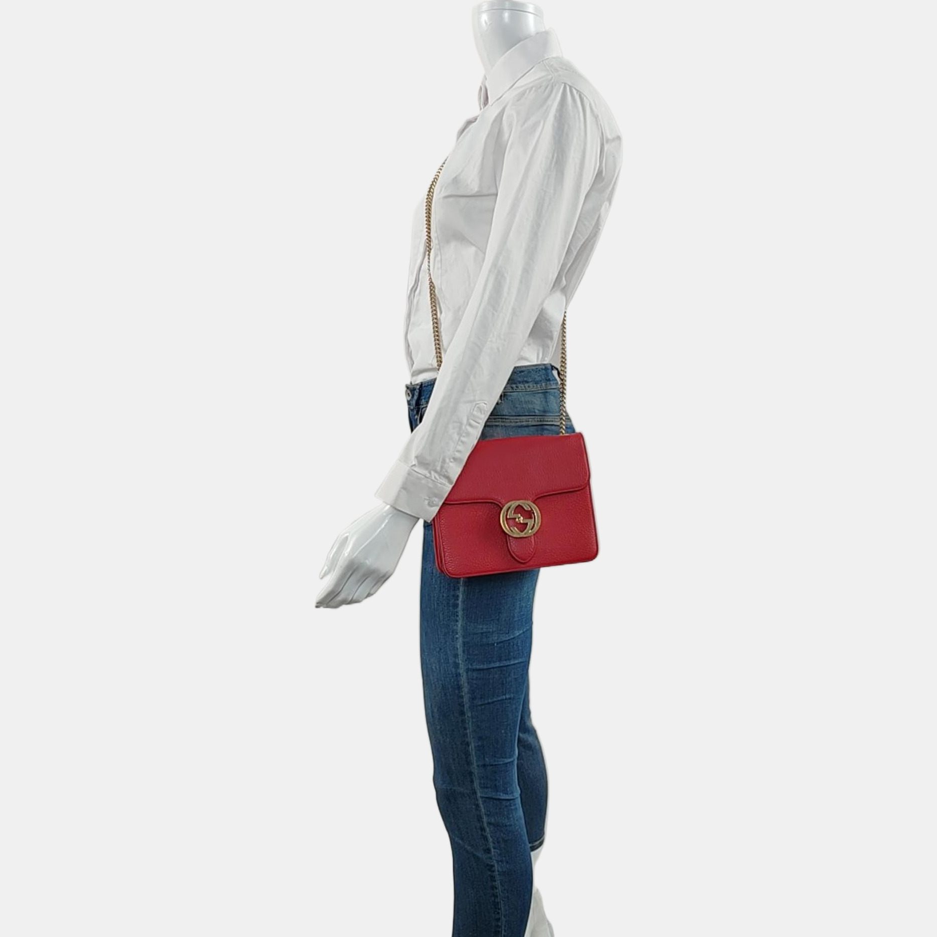 Interlocking G Small Calfskin Red - Image 2