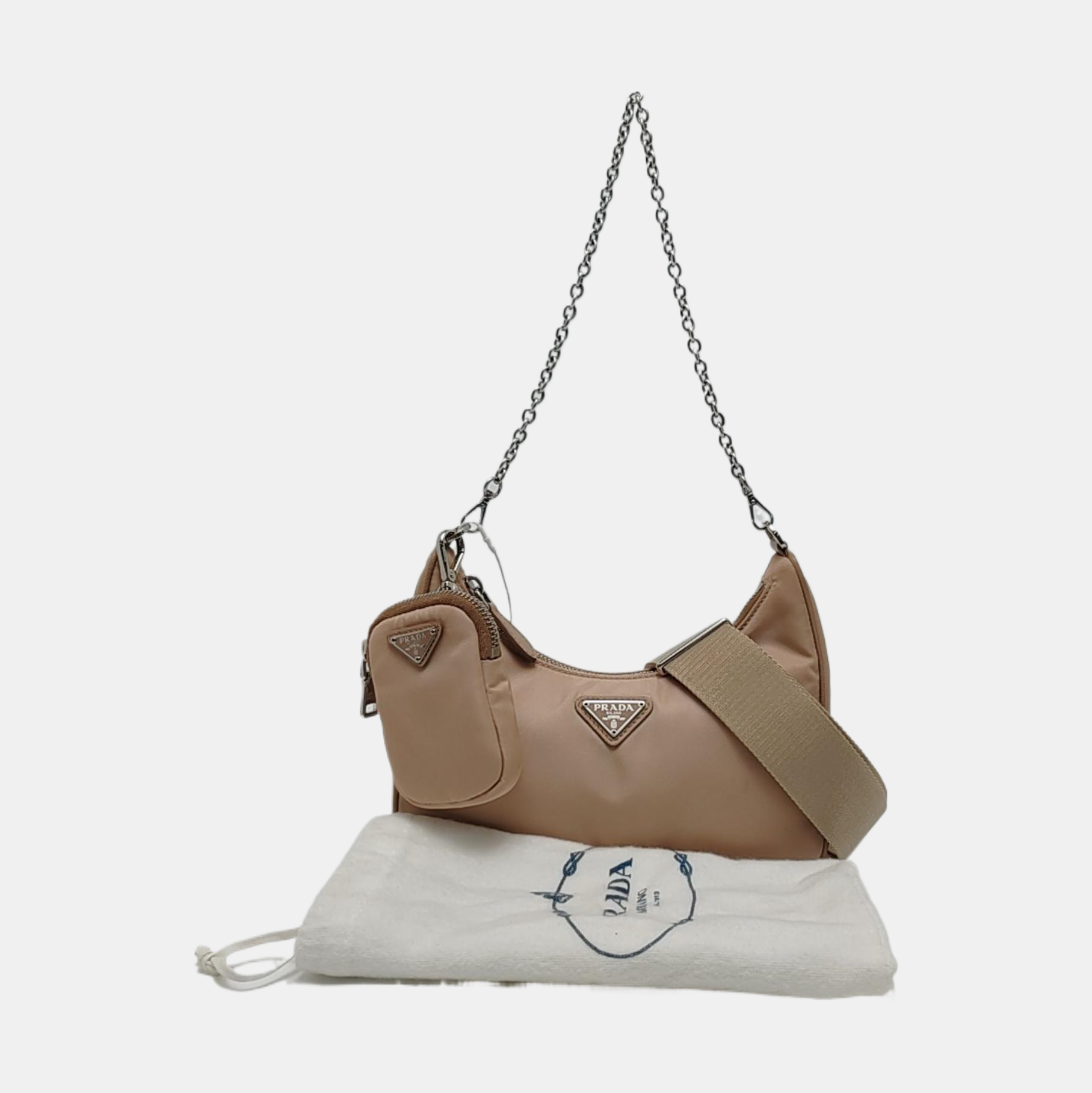 Authenticated pre-owned  Re-Edition2005 Nylon Beige - Shoulder Bag at Looply