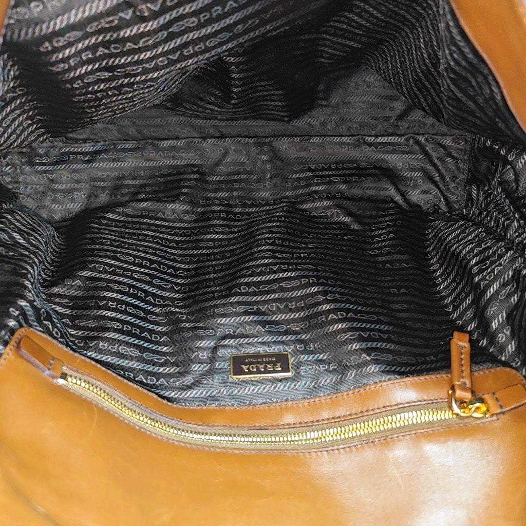 Fabric Top Handle Bag Brown