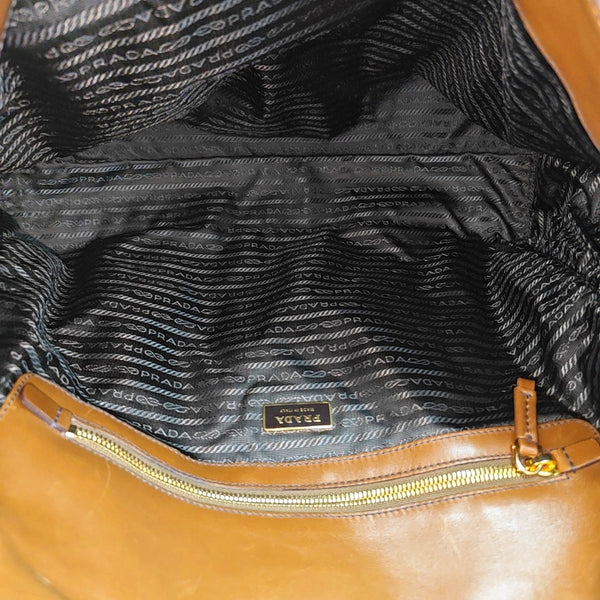 Fabric Top Handle Bag Brown