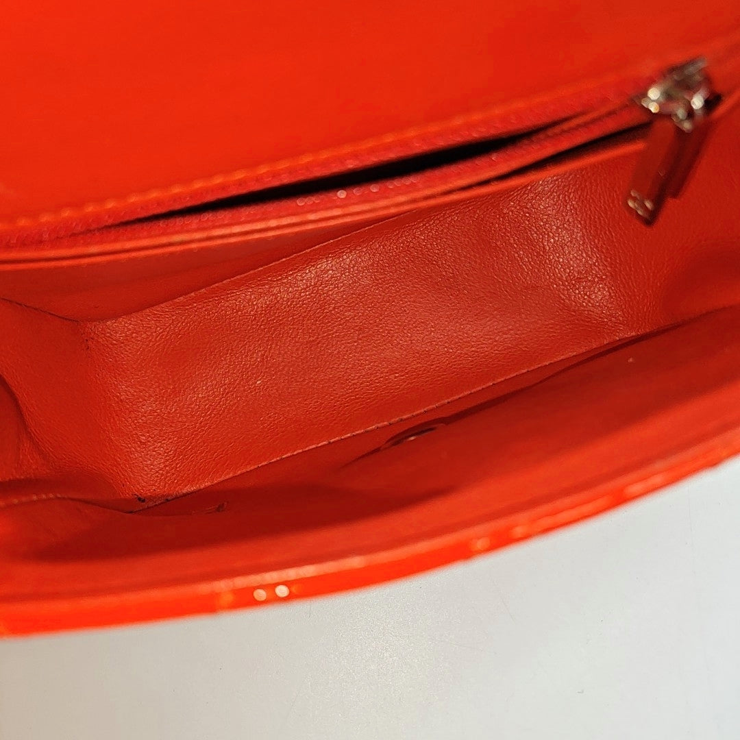 Authenticated pre-owned  Classic Flap Mini Quilted Patent Leather Orange - Shoulder Bag at Looply