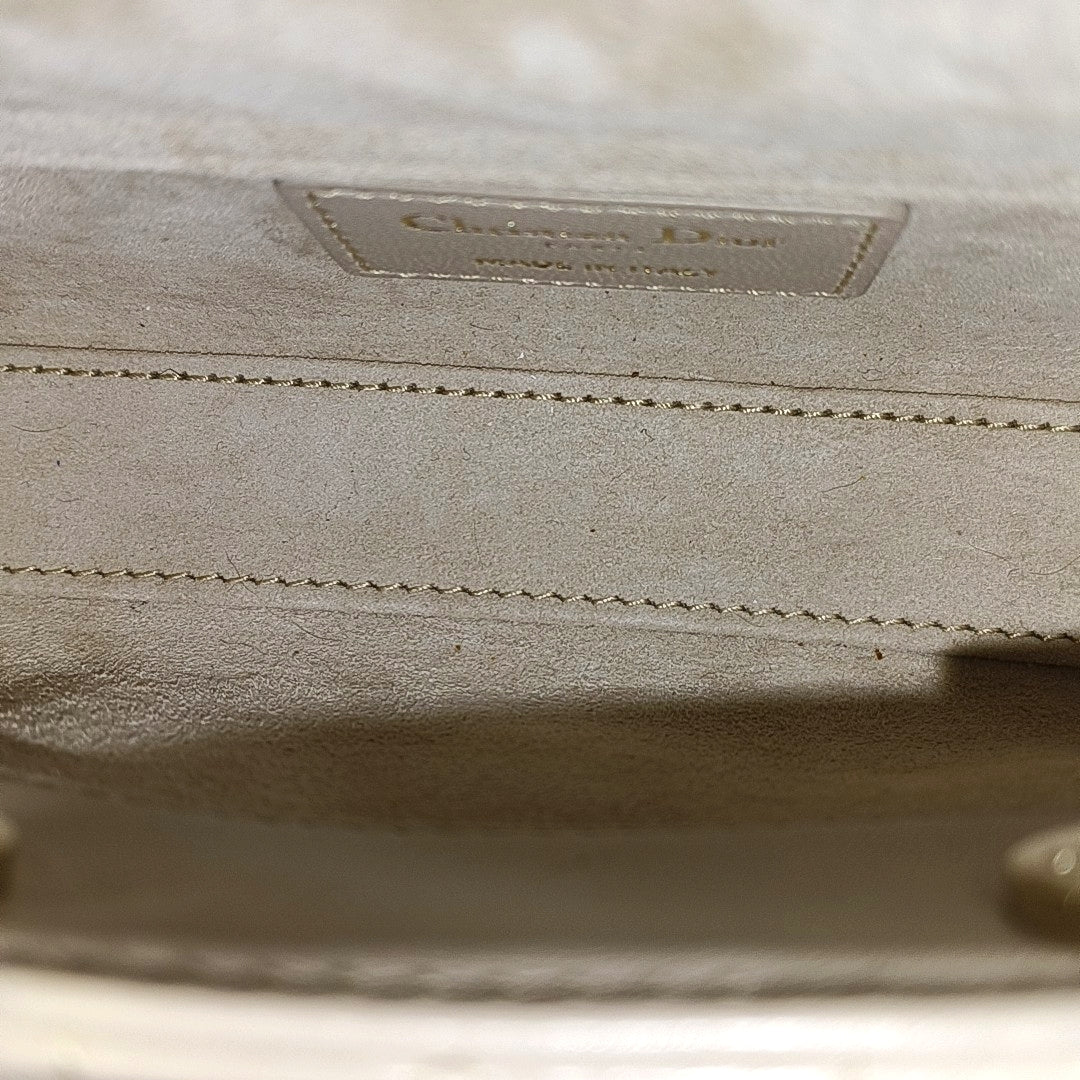 Lady D-Joy Super Mini Quilted Lambskin Beige