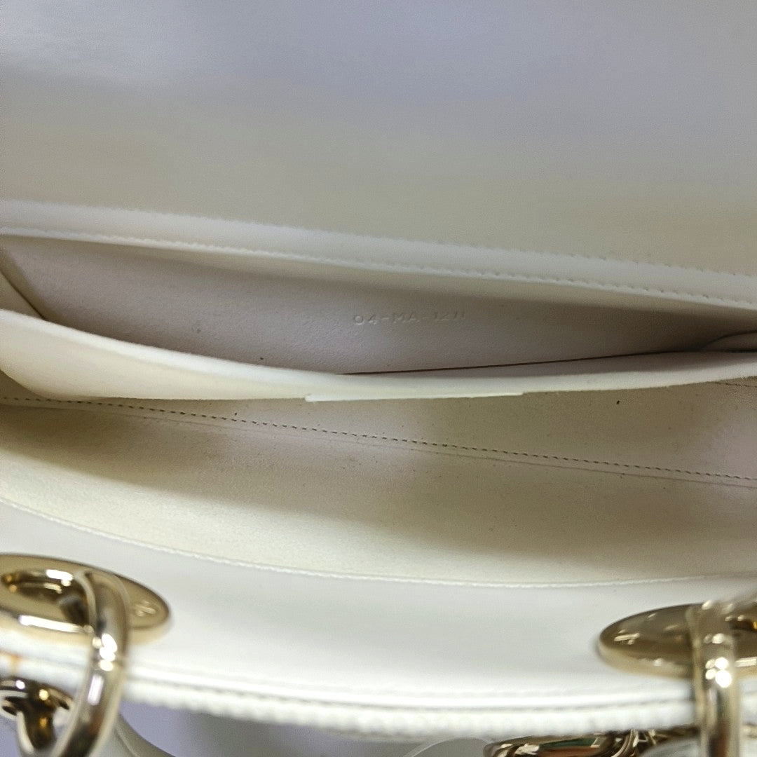 Authenticated pre-owned  Lady D-Joy Medium Fabric White - Shoulder Bag at Looply