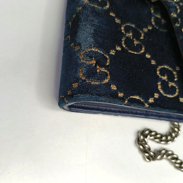 Authenticated pre-owned  Dionysus Super Mini Monogram Velvet Blue - Crossbody Bag at Looply