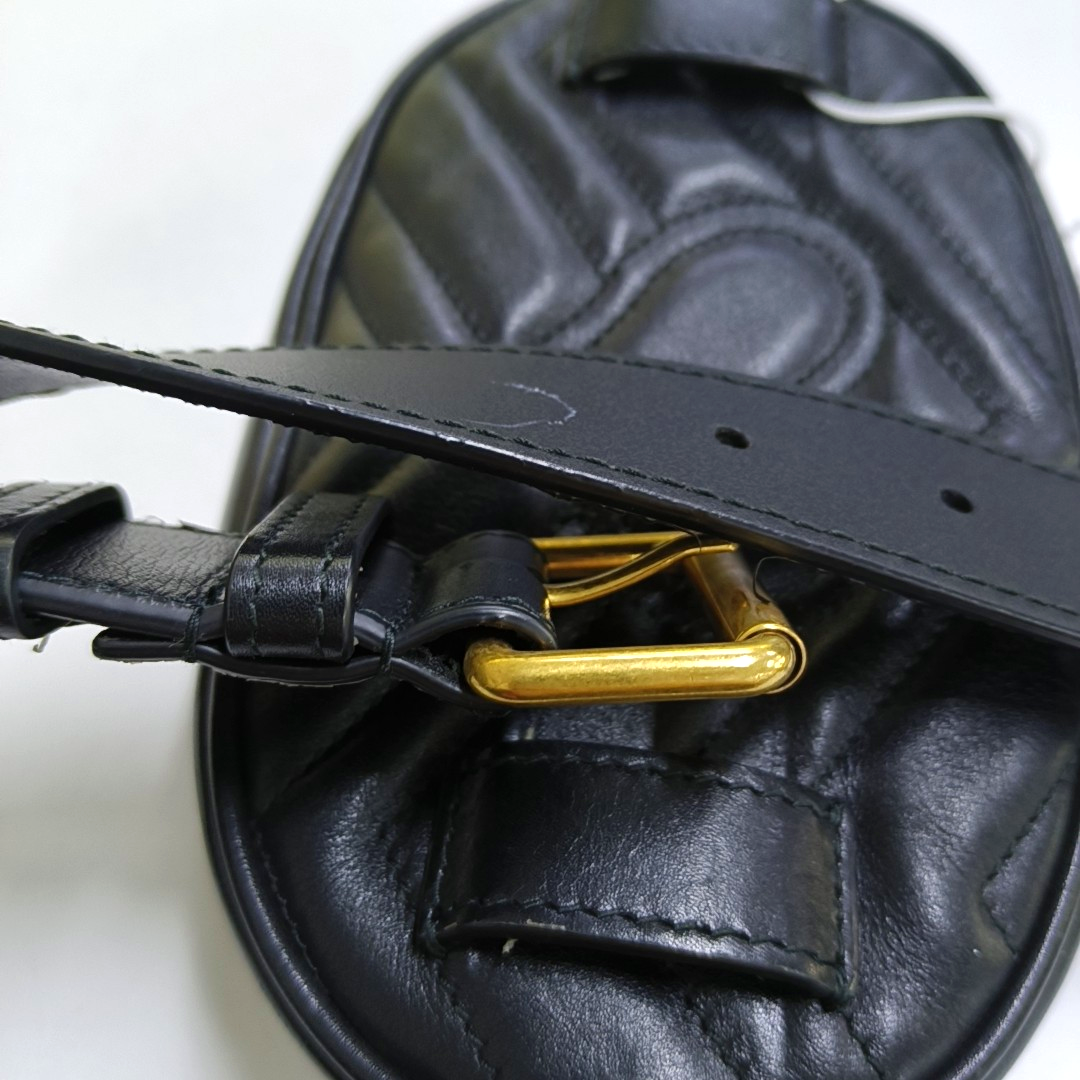 Authenticated pre-owned  GG Marmont Calfskin Black - Belt Bag at Looply
