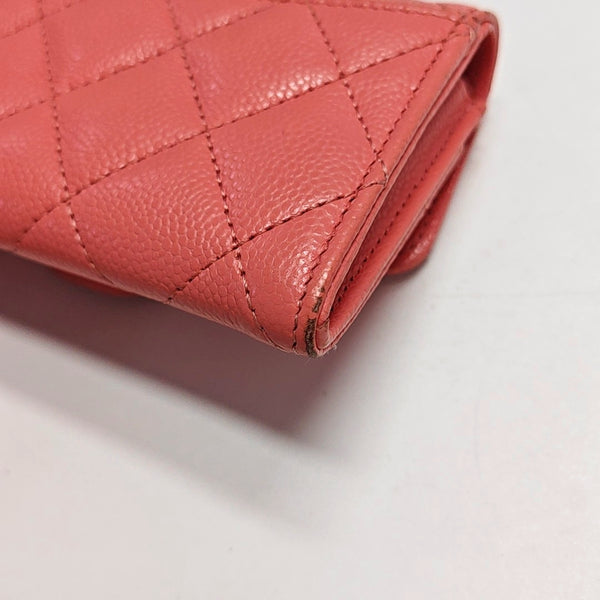 Authenticated pre-owned  Classic Flap Quilted Grained Calfskin Pink Wallet - Wallet at Looply