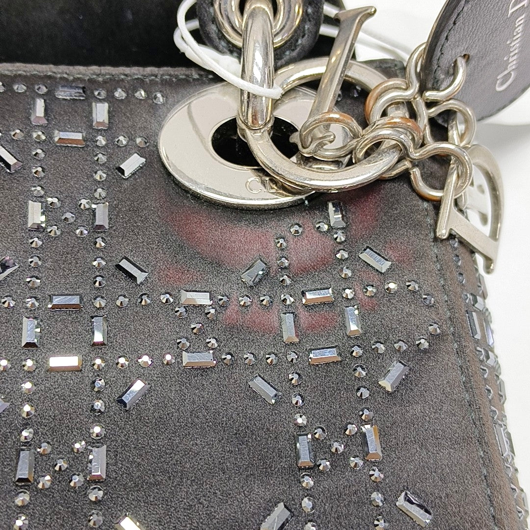 Authenticated pre-owned  Lady Dior Mini Silk Satin Black - Shoulder Bag at Looply