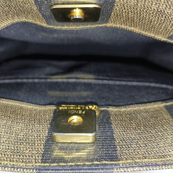 Bolso de hombro de lona revestida marrón