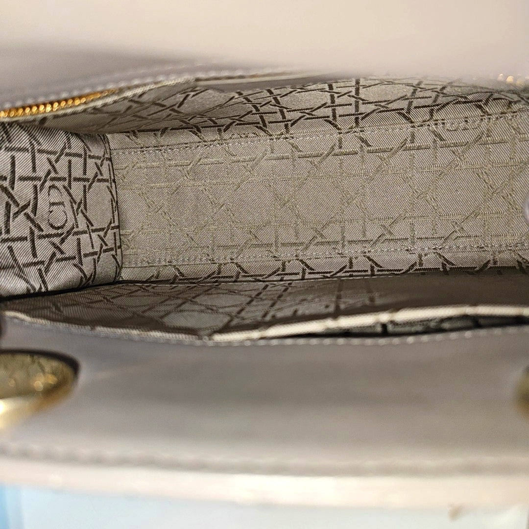 Authenticated pre-owned  Lady Dior Small Lambskin Gray - Shoulder Bag at Looply