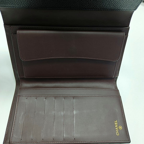 Quilted Grained Calfskin Wallet Black