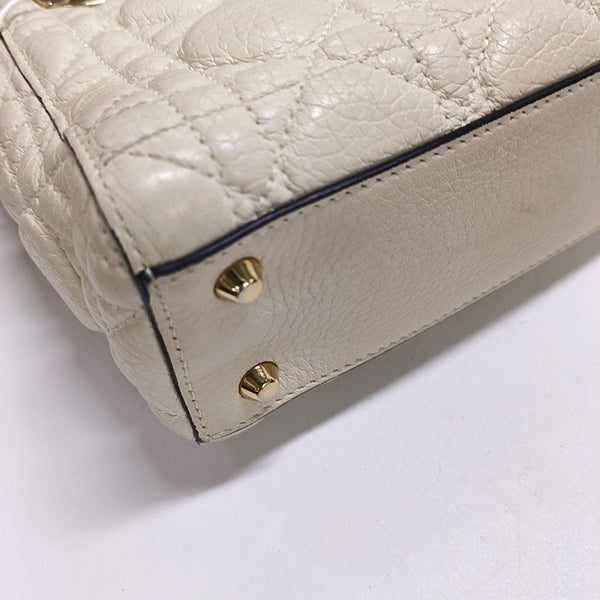 Authenticated pre-owned  Lady Dior Mini Lambskin White - Shoulder Bag at Looply