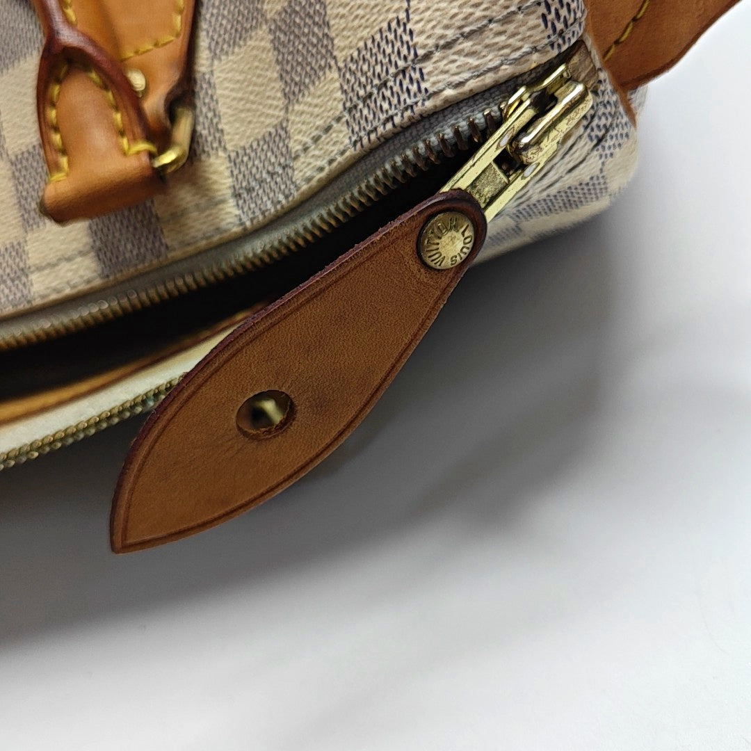 Authenticated pre-owned  Speedy 30 Damier Azur Coated Canvas White - Top Handle Bag at Looply