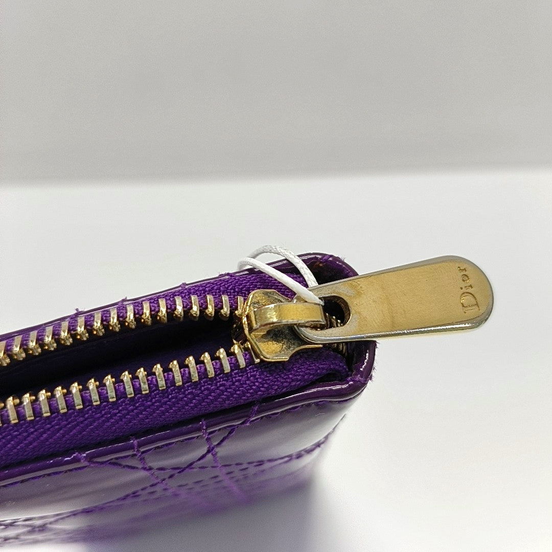 Authenticated pre-owned  Lady Dior Patent Leather Purple Wallet - Wallet at Looply