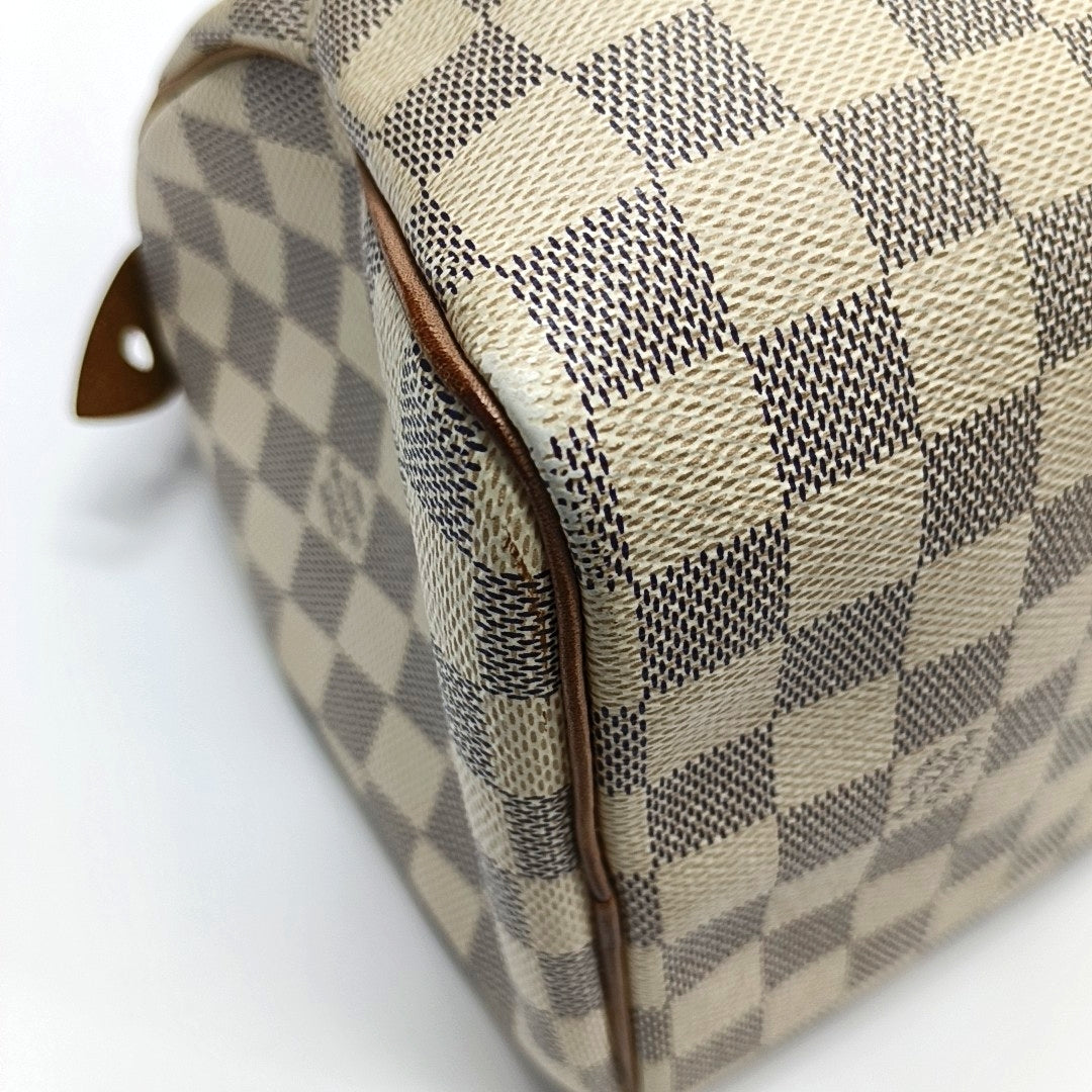 Authenticated pre-owned  Speedy 25 Damier Azur Coated Canvas White - Top Handle Bag at Looply