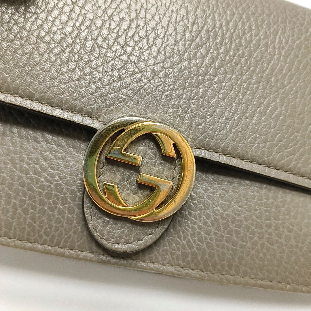 Authenticated pre-owned  Interlocking G Calfskin Gray - Shoulder Bag at Looply