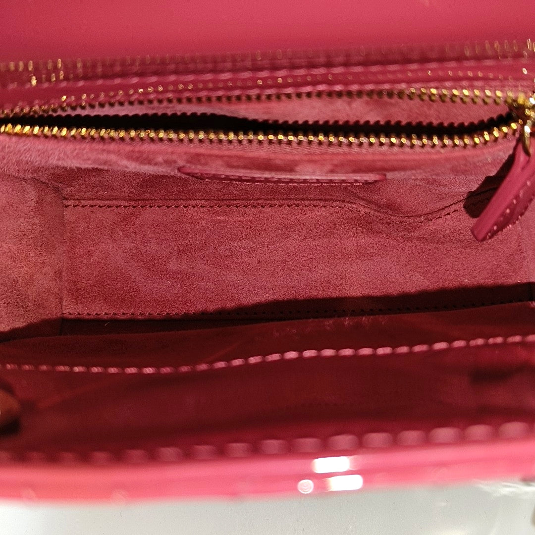 Authenticated pre-owned  Lady Dior Mini Patent Leather Pink - Shoulder Bag at Looply