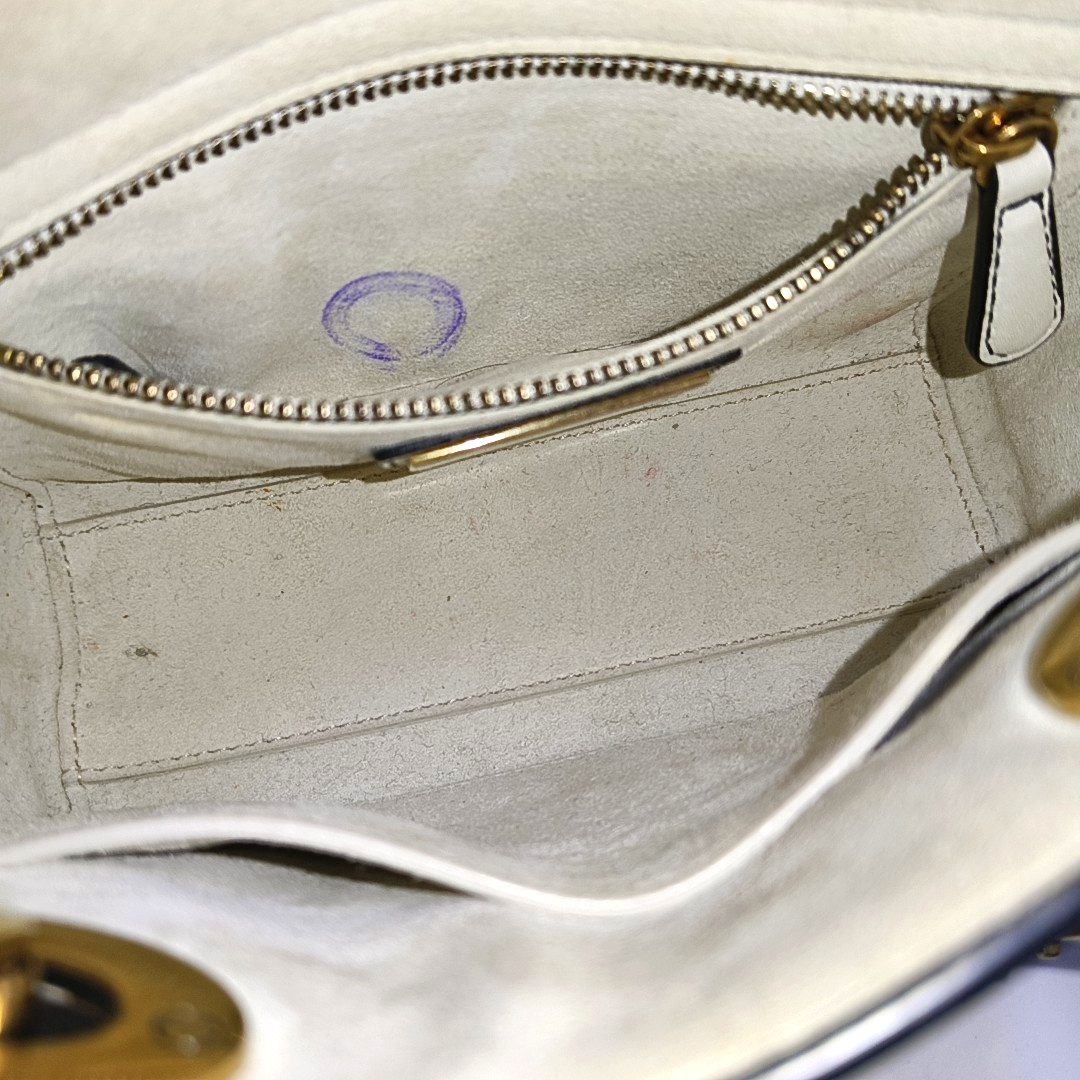 Authenticated pre-owned  Lady Dior Mini Lambskin White - Crossbody Bag at Looply