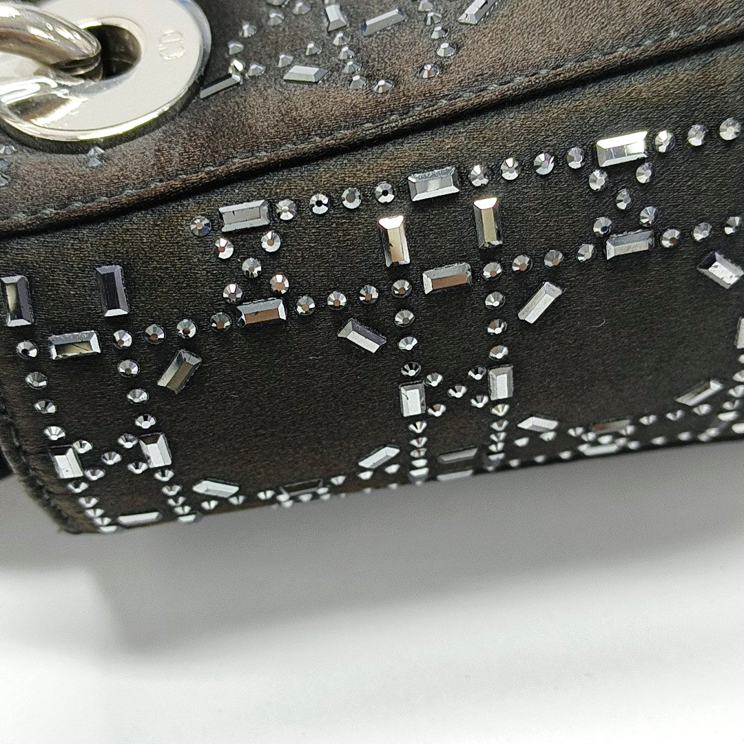 Authenticated pre-owned  Lady Dior Mini Silk Satin Black - Shoulder Bag at Looply