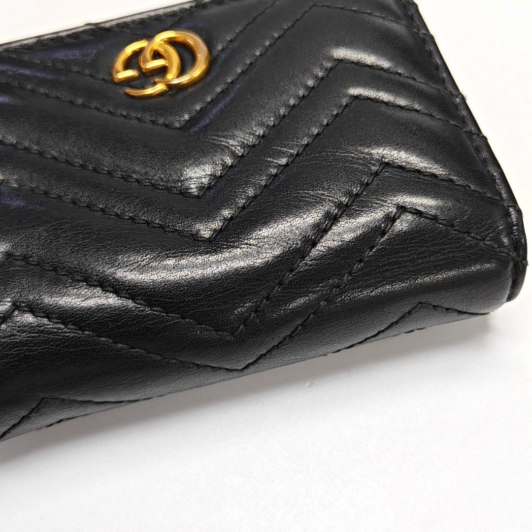 Authenticated pre-owned  GG Marmont Calfskin Black Card Holder - Card Holder at Looply