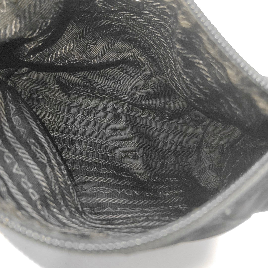 Quilted Nylon Clutch Black