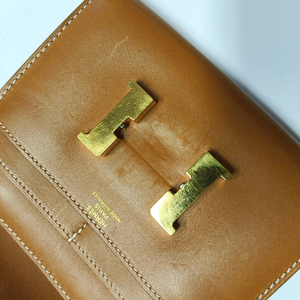 Authenticated pre-owned  Constance Box Calf Brown Wallet - Wallet at Looply
