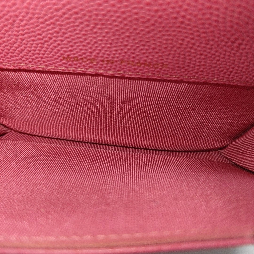 Authenticated pre-owned  Classic Flap Quilted Grained Calfskin Pink Card Holder - Card Holder at Looply