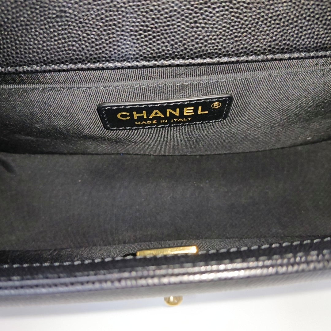 BOY CHANEL Medium Quilted Grained Calfskin Black