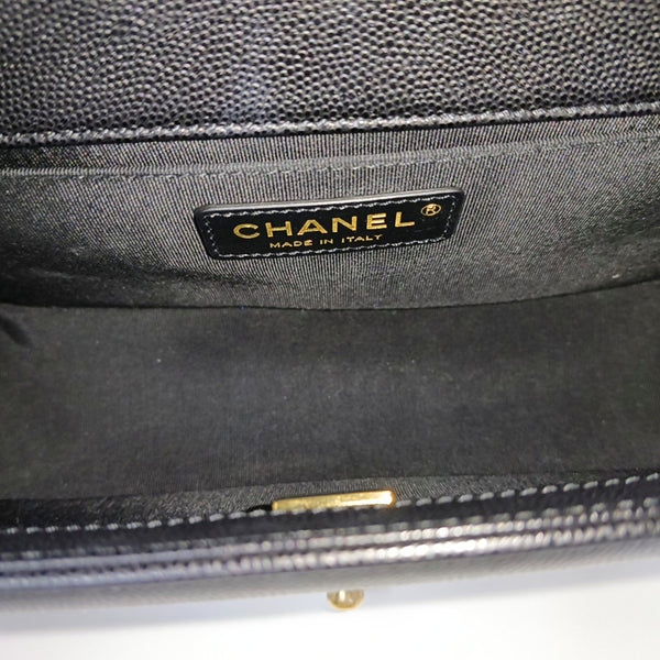 BOY CHANEL Medium Quilted Grained Calfskin Black