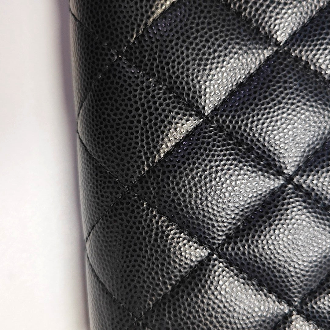 Authenticated pre-owned  Boy Chanel Quilted Grained Calfskin Black Wallet - Wallet at Looply