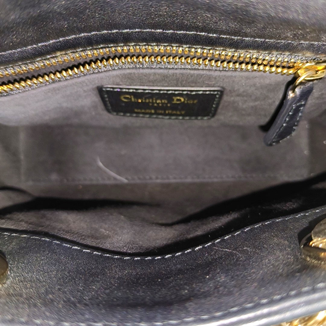 Lady Dior Mini Cannage Calfskin Black