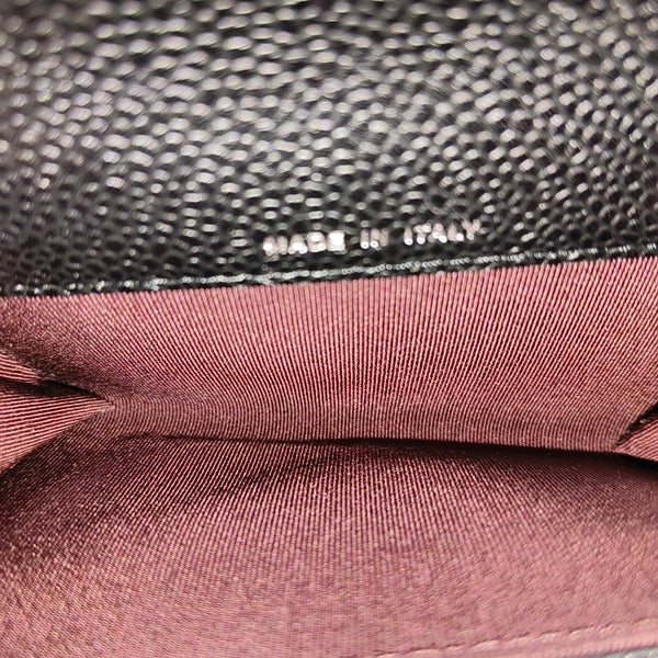 Authenticated pre-owned  Classic Flap Quilted Grained Calfskin Black Card Holder - Handbags at Looply