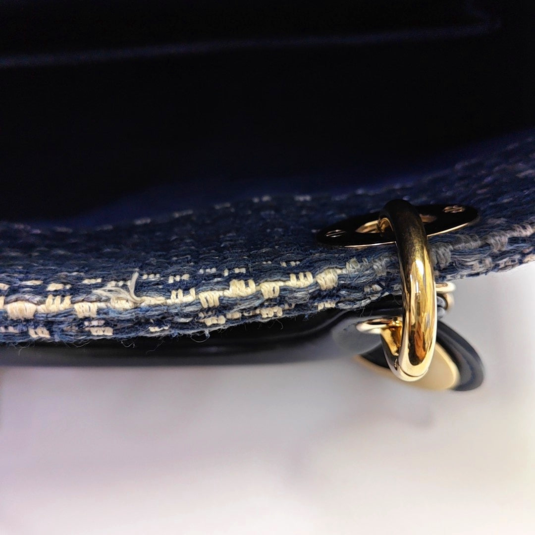 Authenticated pre-owned  Lady D-Joy Medium Fabric Blue - Shoulder Bag at Looply
