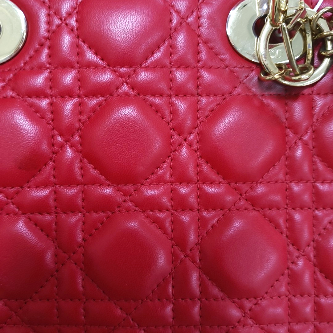 Authenticated pre-owned  Lady Dior Small Lambskin Red - Crossbody Bag at Looply