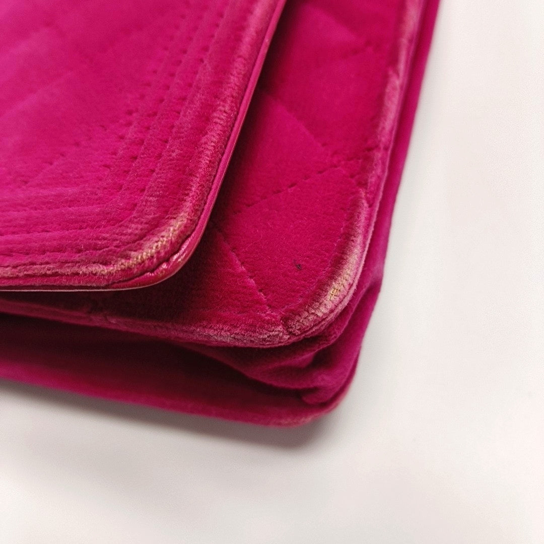 Authenticated pre-owned  Boy Chanel WOC Quilted Velvet Pink - Crossbody Bag at Looply